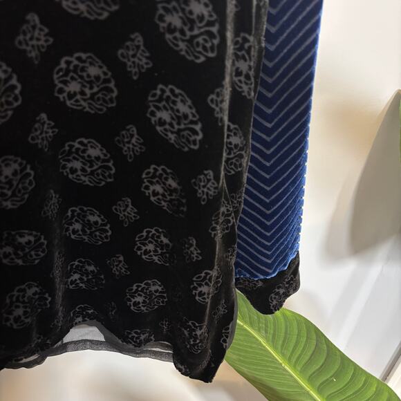 Vtg Koos of Course Velvet Patchwork Burnout Artsy Statement Blouse M Dark Winter - Picture 4 of 8